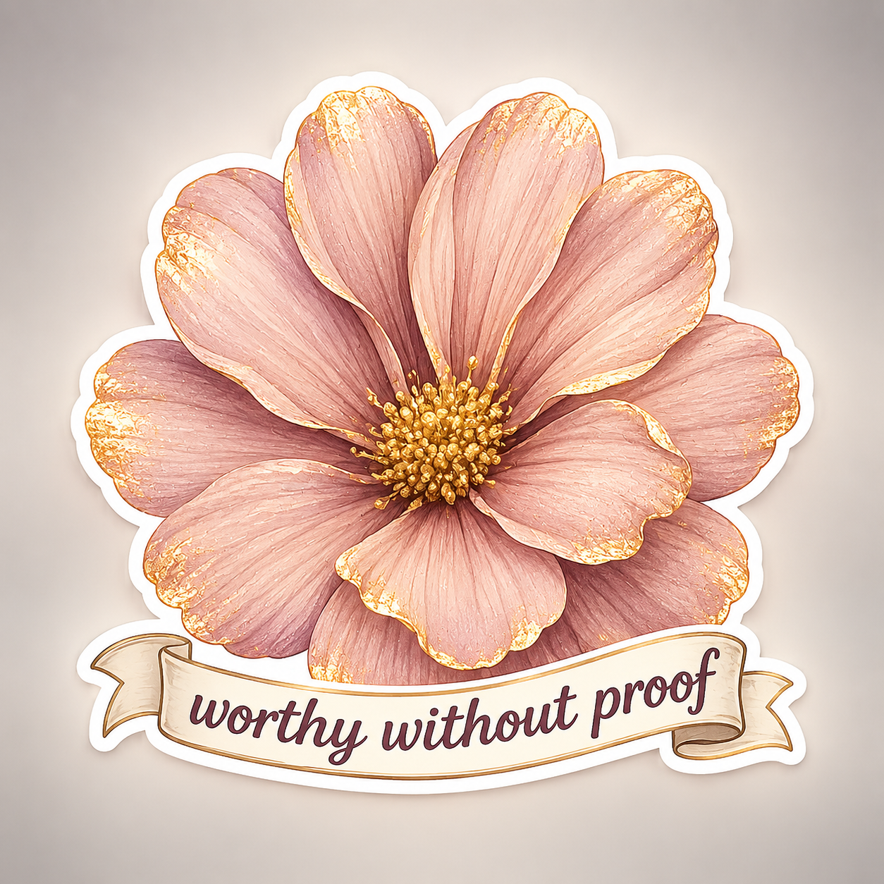 Worthy Without Proof Floral Affirmation Sticker – Printable Digital Download